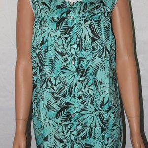NEW – EASY ESSENTIALS SNAP FRONT SMOCK COBBLER APRON AQUA BLUE PALMS M 3X 4X